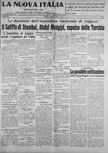 La nuova Italia : giornale quotidiano illustrato della Tripolitania e Cirenaica