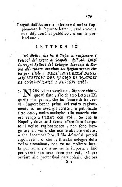 Giornale ecclesiastico di Roma. Supplemento