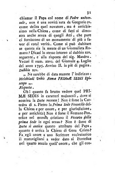 Giornale ecclesiastico di Roma. Supplemento