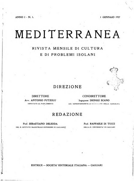 Mediterranea rivista mensile di cultura e di problemi isolani