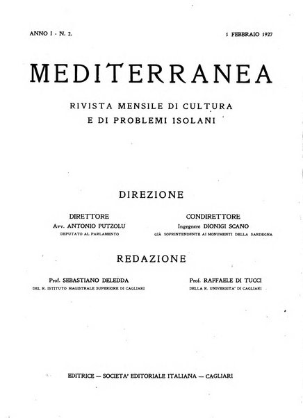 Mediterranea rivista mensile di cultura e di problemi isolani