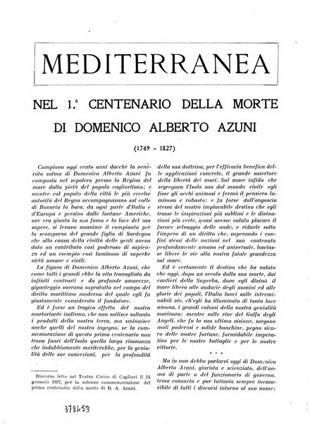 Mediterranea rivista mensile di cultura e di problemi isolani