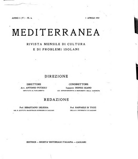 Mediterranea rivista mensile di cultura e di problemi isolani