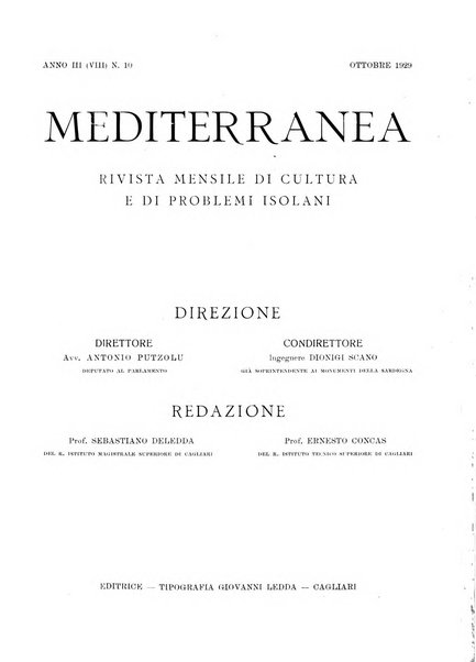 Mediterranea rivista mensile di cultura e di problemi isolani