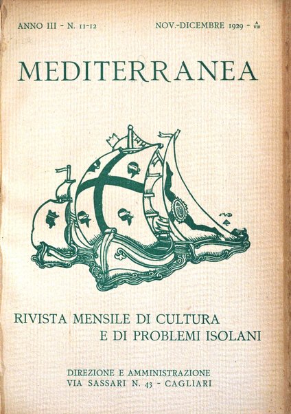 Mediterranea rivista mensile di cultura e di problemi isolani