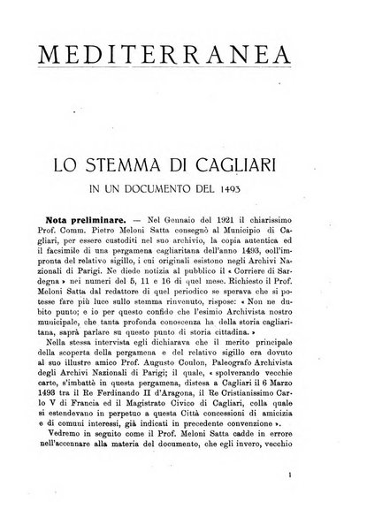 Mediterranea rivista mensile di cultura e di problemi isolani