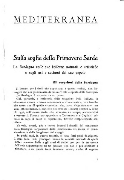 Mediterranea rivista mensile di cultura e di problemi isolani