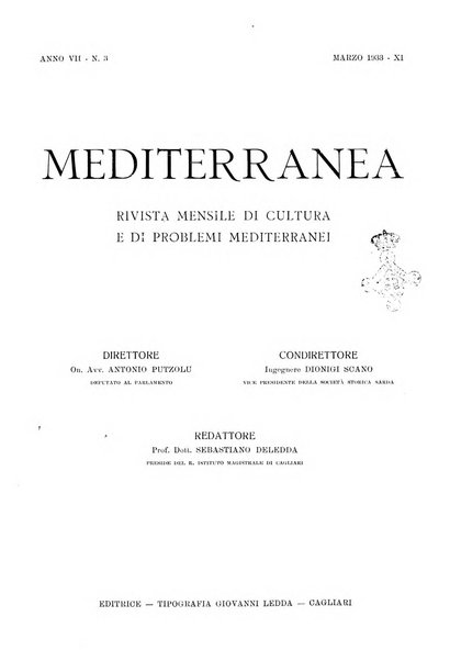 Mediterranea rivista mensile di cultura e di problemi isolani