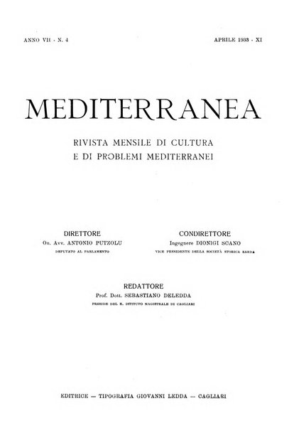 Mediterranea rivista mensile di cultura e di problemi isolani