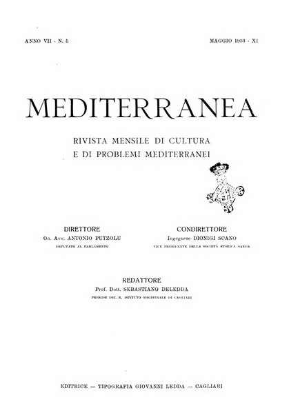 Mediterranea rivista mensile di cultura e di problemi isolani