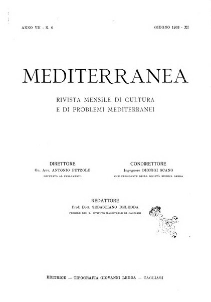 Mediterranea rivista mensile di cultura e di problemi isolani