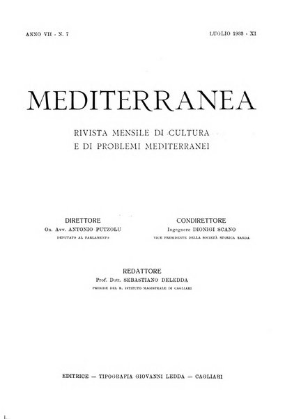 Mediterranea rivista mensile di cultura e di problemi isolani