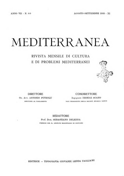 Mediterranea rivista mensile di cultura e di problemi isolani