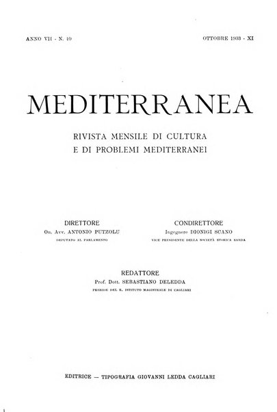 Mediterranea rivista mensile di cultura e di problemi isolani