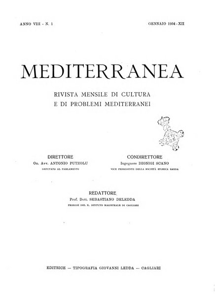 Mediterranea rivista mensile di cultura e di problemi isolani