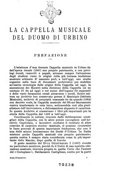 Note d'archivio per la storia musicale periodico trimestrale