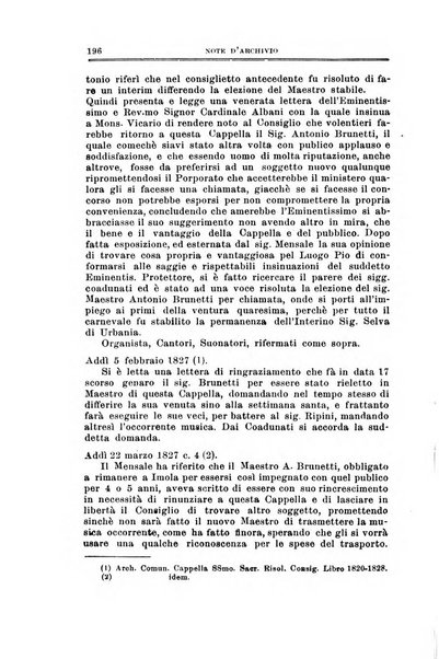 Note d'archivio per la storia musicale periodico trimestrale