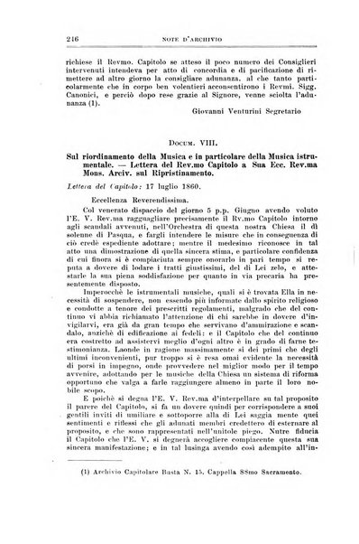 Note d'archivio per la storia musicale periodico trimestrale