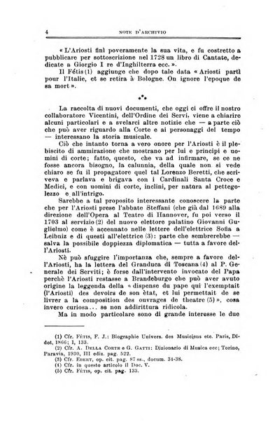 Note d'archivio per la storia musicale periodico trimestrale