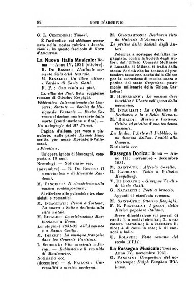 Note d'archivio per la storia musicale periodico trimestrale