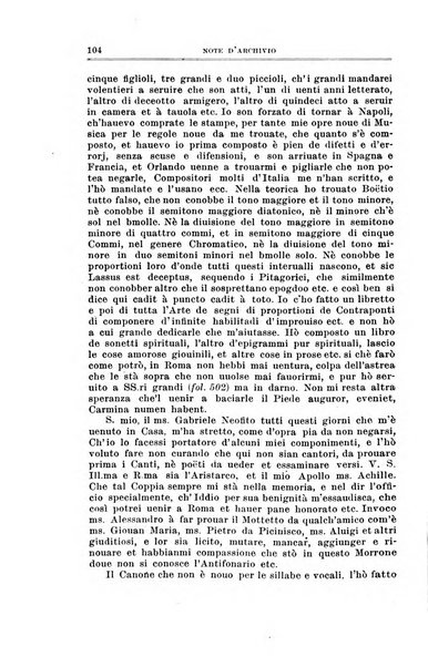 Note d'archivio per la storia musicale periodico trimestrale