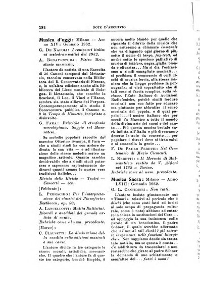 Note d'archivio per la storia musicale periodico trimestrale