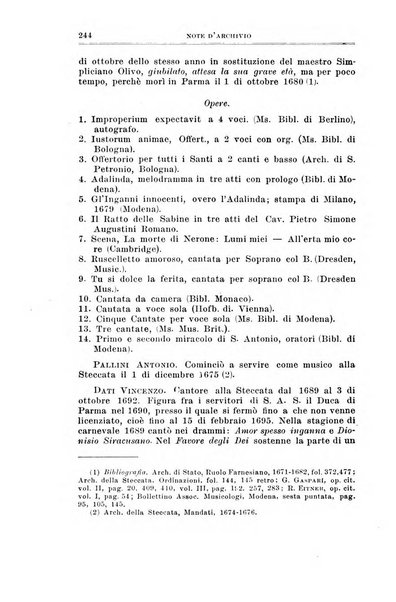 Note d'archivio per la storia musicale periodico trimestrale