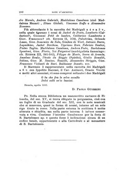 Note d'archivio per la storia musicale periodico trimestrale