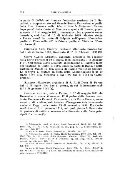 Note d'archivio per la storia musicale periodico trimestrale