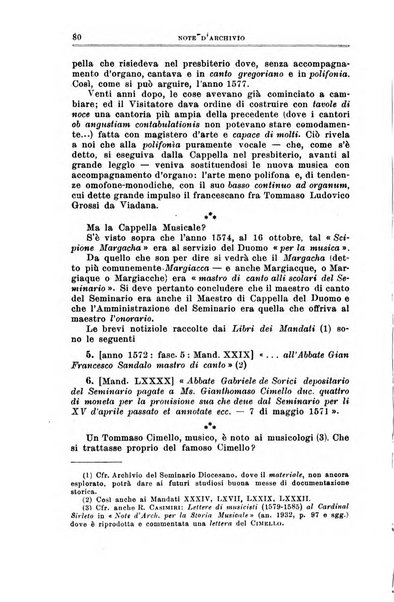 Note d'archivio per la storia musicale periodico trimestrale