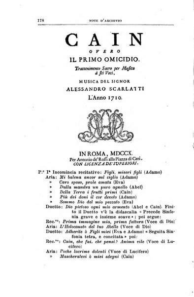 Note d'archivio per la storia musicale periodico trimestrale