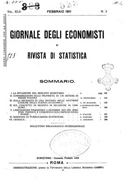 Giornale degli economisti e rivista di statistica