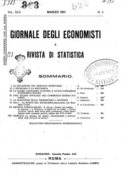 Giornale degli economisti e rivista di statistica