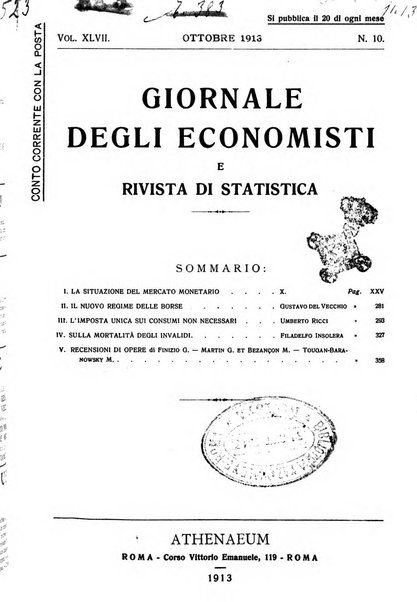 Giornale degli economisti e rivista di statistica