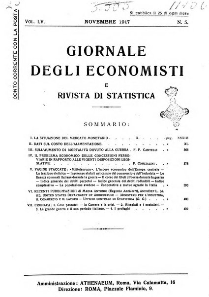 Giornale degli economisti e rivista di statistica