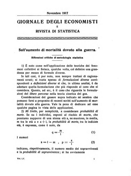 Giornale degli economisti e rivista di statistica