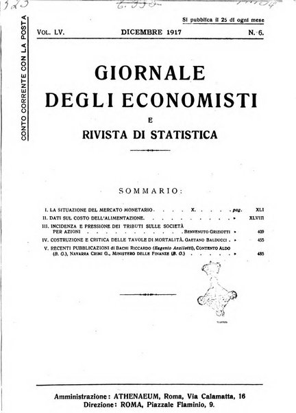 Giornale degli economisti e rivista di statistica