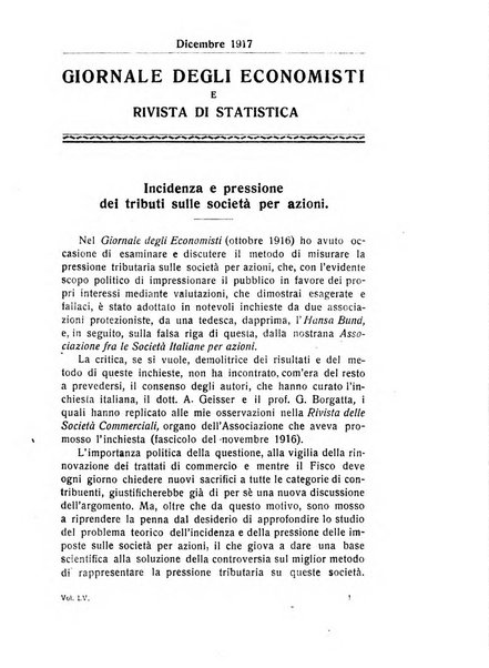 Giornale degli economisti e rivista di statistica