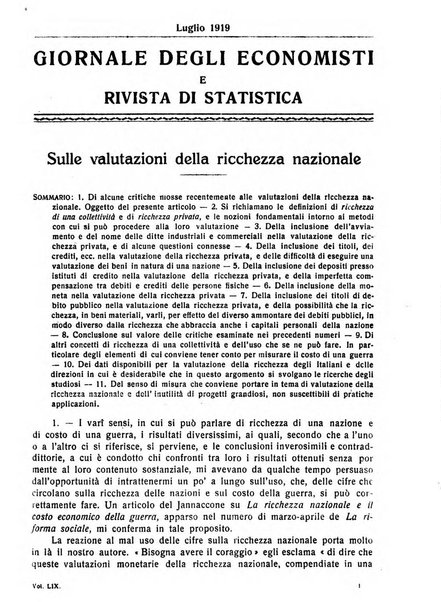 Giornale degli economisti e rivista di statistica