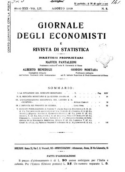 Giornale degli economisti e rivista di statistica