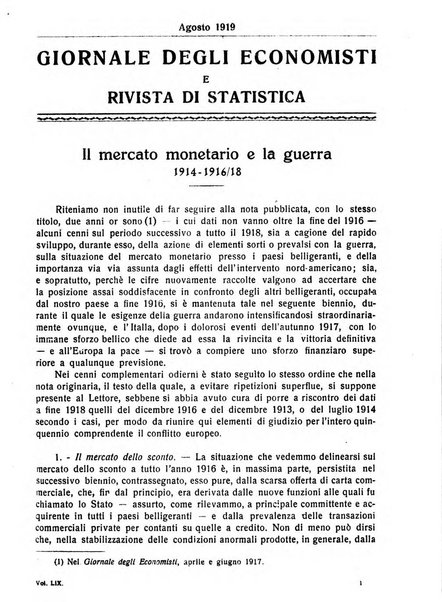 Giornale degli economisti e rivista di statistica