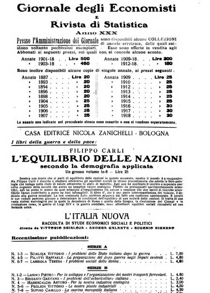 Giornale degli economisti e rivista di statistica