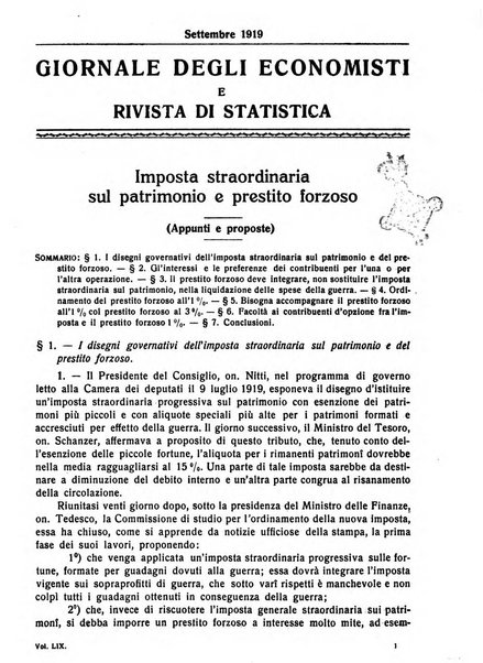 Giornale degli economisti e rivista di statistica