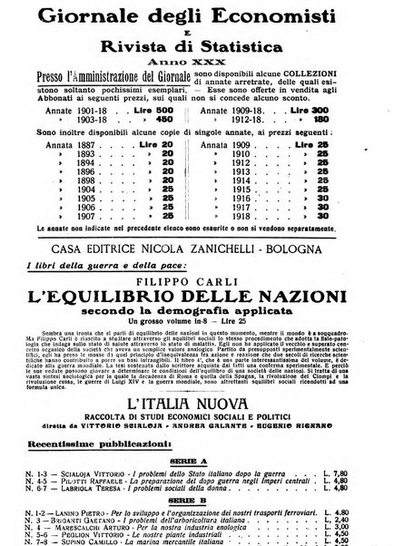 Giornale degli economisti e rivista di statistica