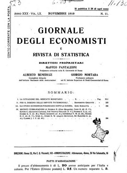 Giornale degli economisti e rivista di statistica