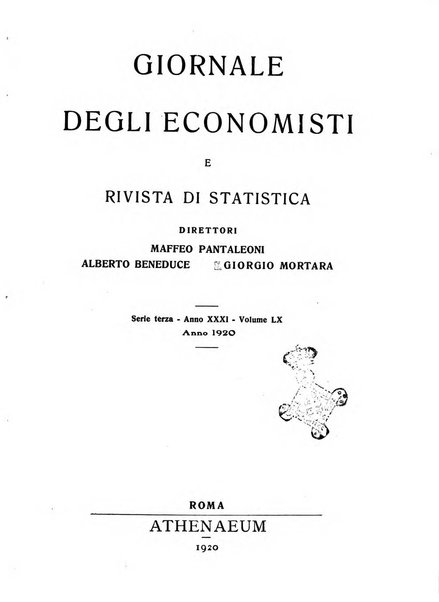 Giornale degli economisti e rivista di statistica