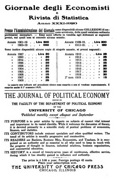 Giornale degli economisti e rivista di statistica