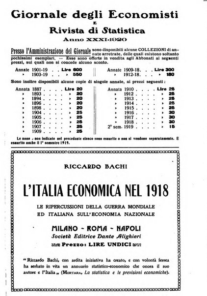 Giornale degli economisti e rivista di statistica