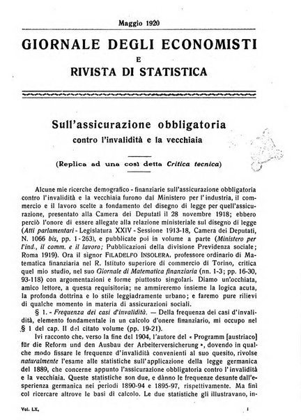 Giornale degli economisti e rivista di statistica