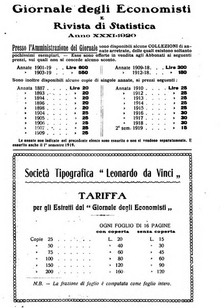 Giornale degli economisti e rivista di statistica